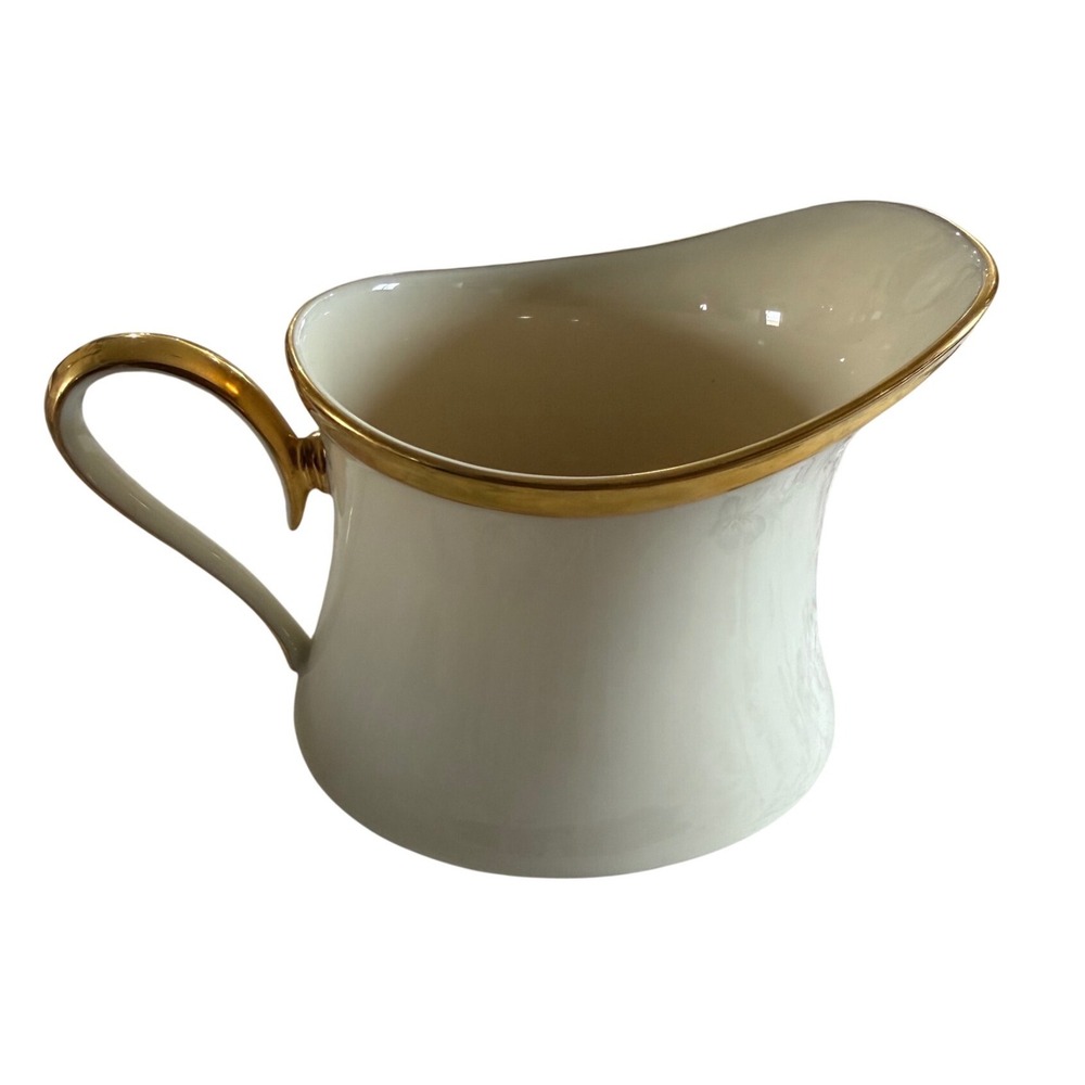 Lenox Eternal Creamer Pitcher Ivory Bone China 24k Gold Trim Made in USA